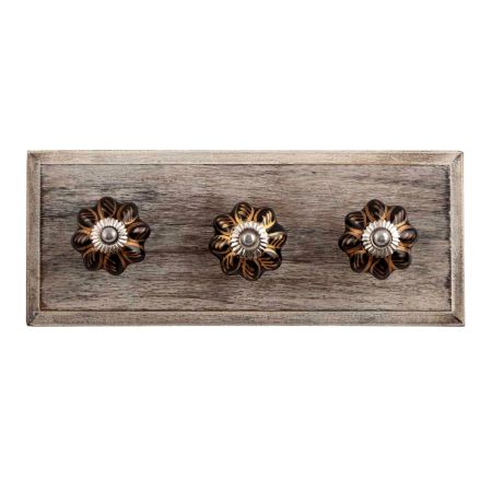 Black Golden Leaf Big Melon Ceramic Wooden Hooks